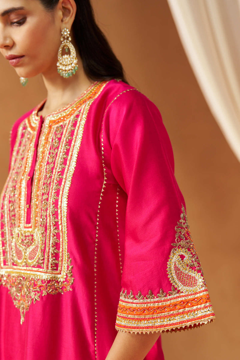 Daneen hotpink chauga with salwar and dupatta