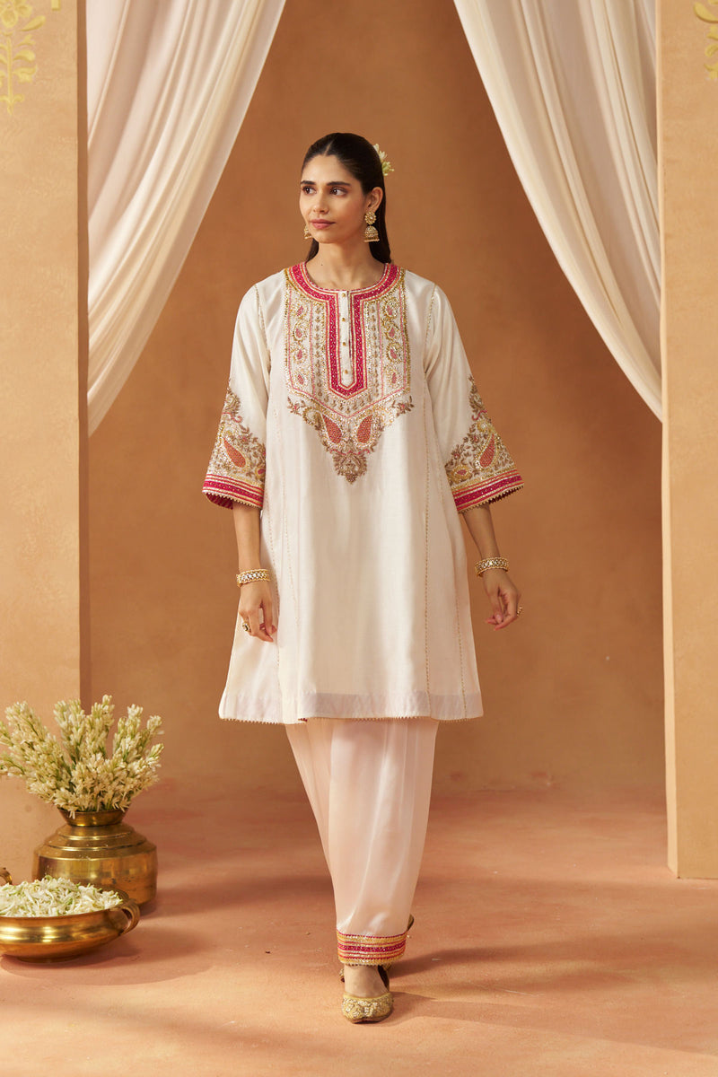 Zimal daisy ivory chauga with salwar and dupatta