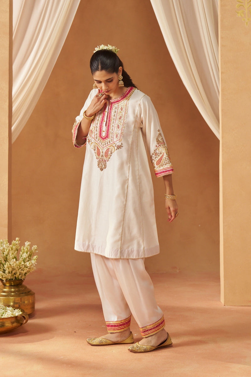Zimal daisy ivory chauga with salwar and dupatta