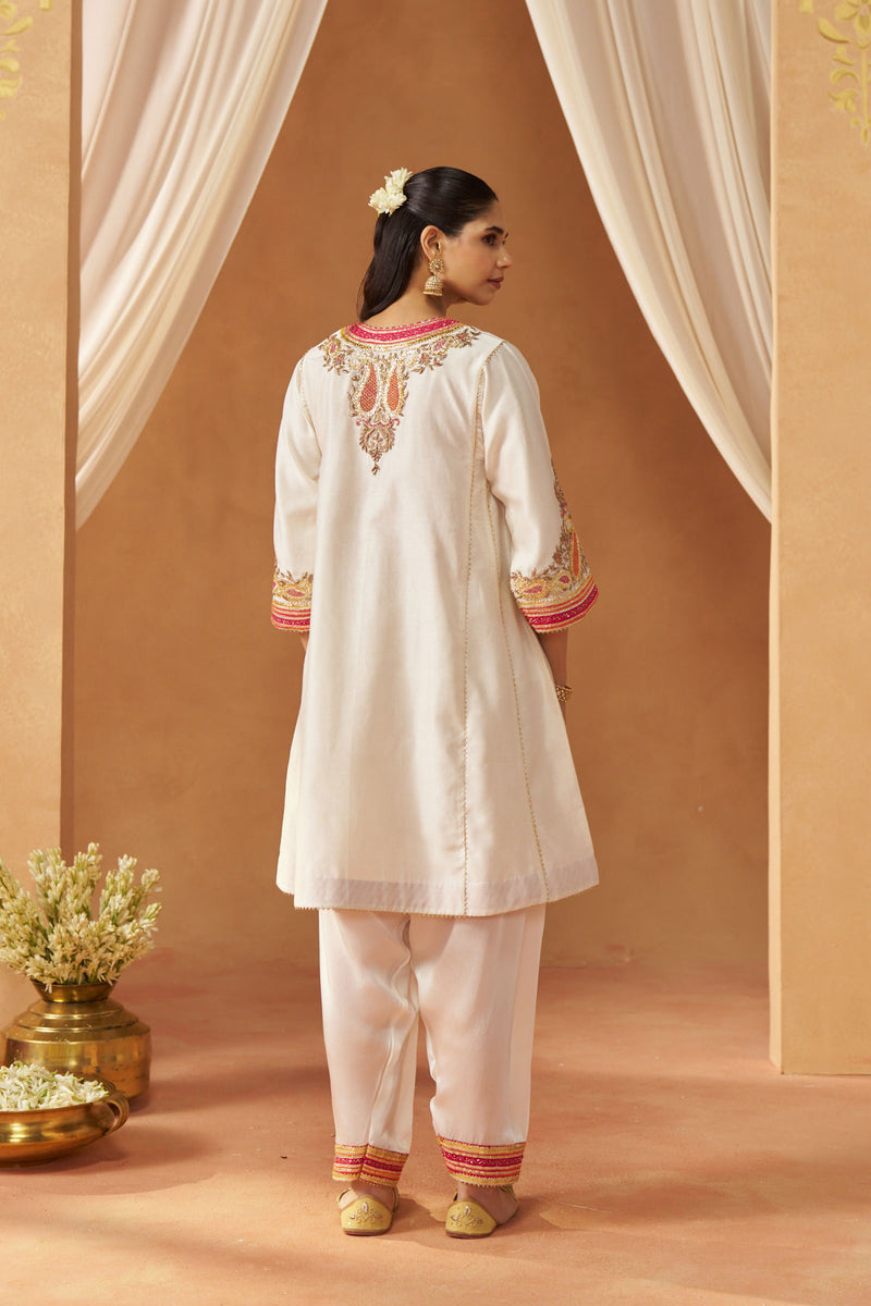 Zimal daisy ivory chauga with salwar and dupatta