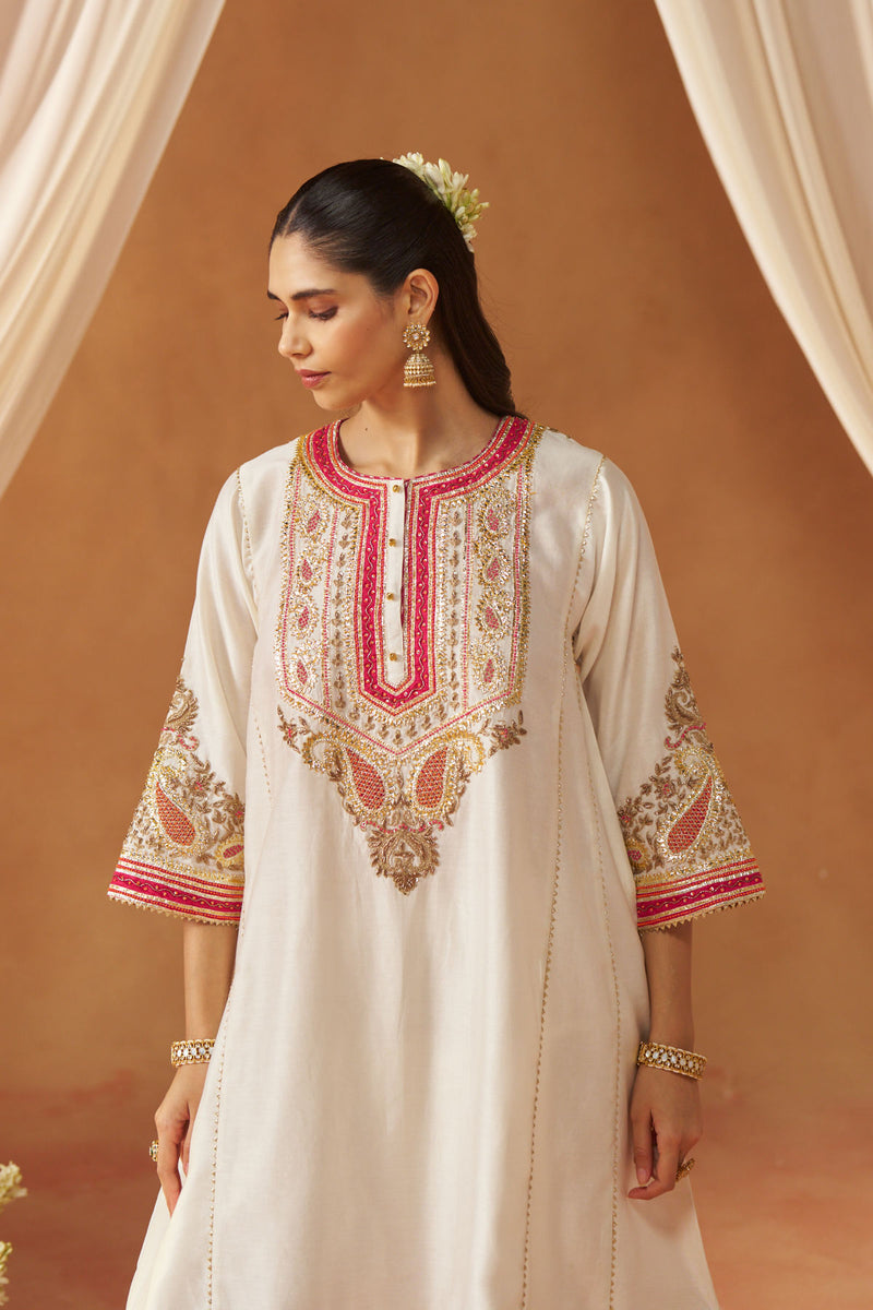 Zimal daisy ivory chauga with salwar and dupatta
