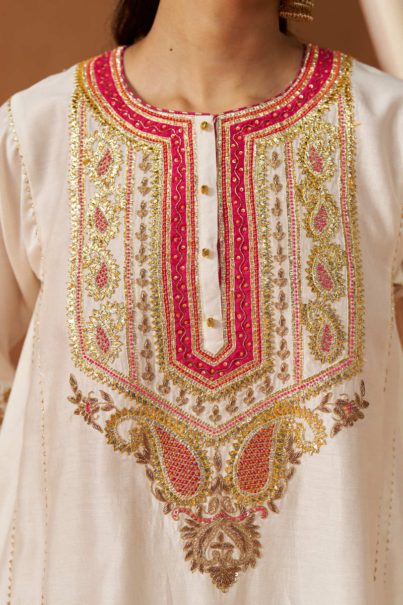 Zimal daisy ivory chauga with salwar and dupatta