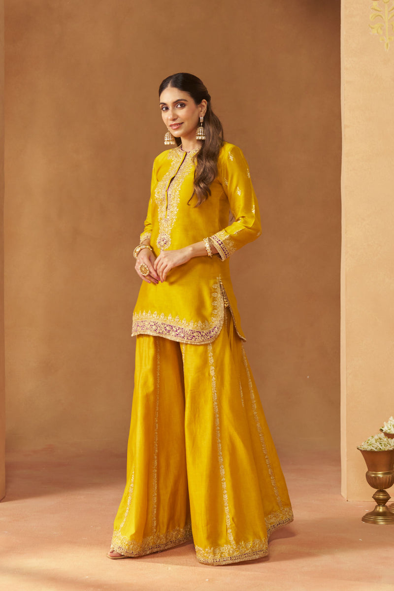 Fadiya Mustard Kurta with Sharara and Dupatta