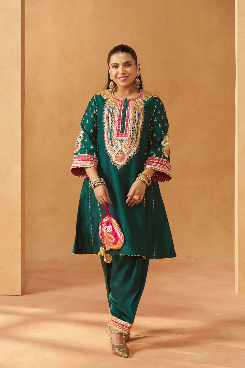 Riva emerald green chauga with salwar