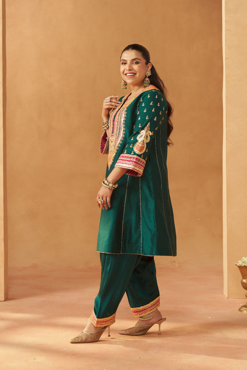 Riva emerald green chauga with salwar