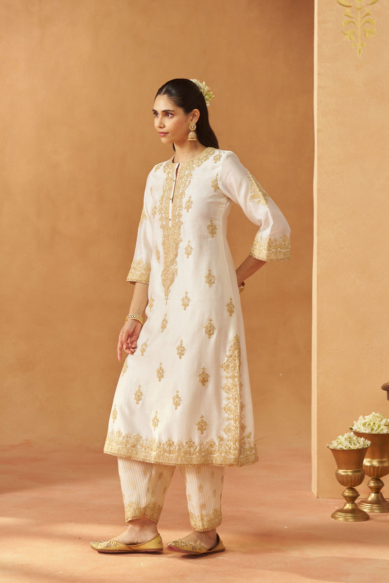 Mubina Daisy Ivory Kurta with Salwar and Dupatta