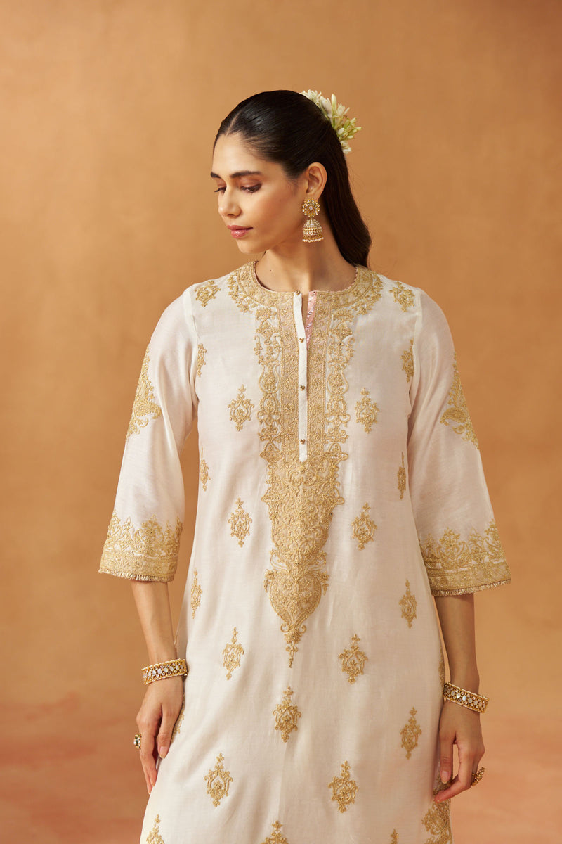 Mubina Daisy Ivory Kurta with Salwar and Dupatta