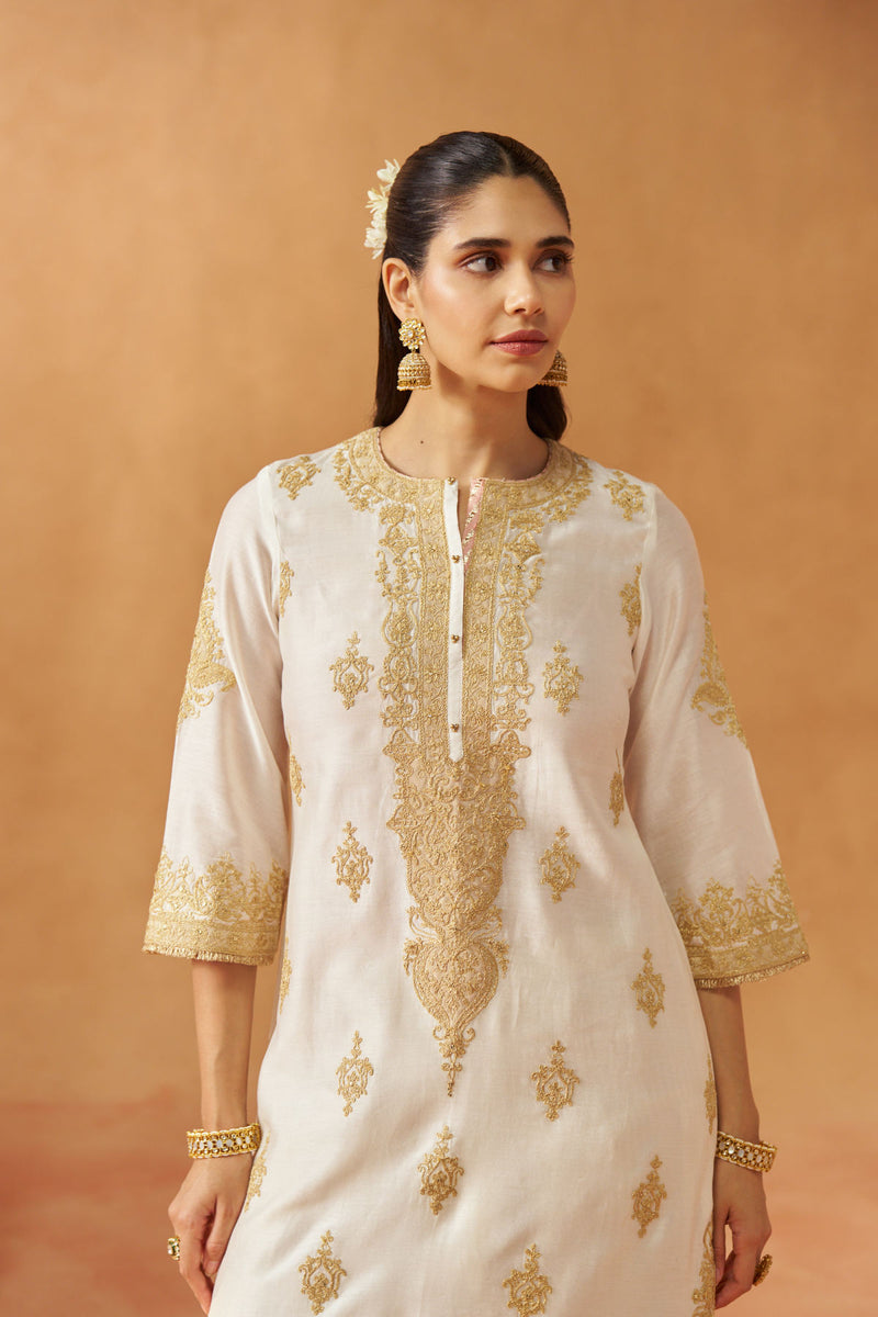 Mubina Daisy Ivory Kurta with Salwar and Dupatta