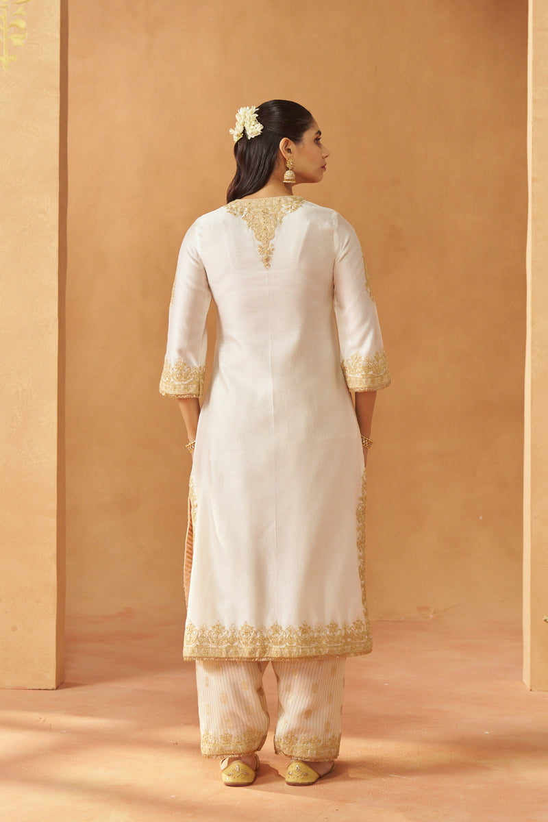 Mubina Daisy Ivory Kurta with Salwar and Dupatta