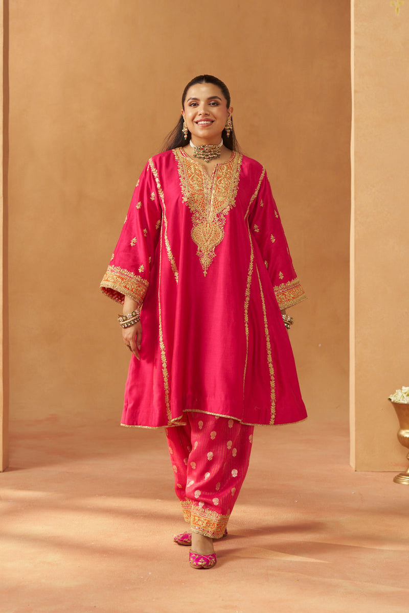 Maahgul Hotpink Kalidaar Chauga with Salwar with Dupatta