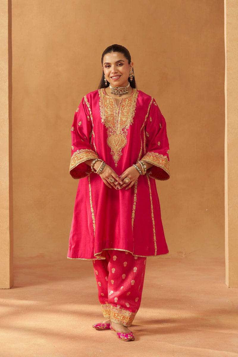 Maahgul Hotpink Kalidaar Chauga with Salwar with Dupatta