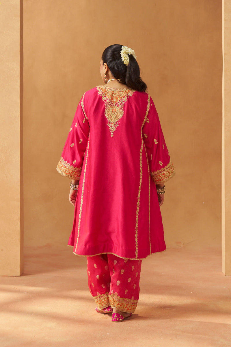 Maahgul Hotpink Kalidaar Chauga with Salwar with Dupatta