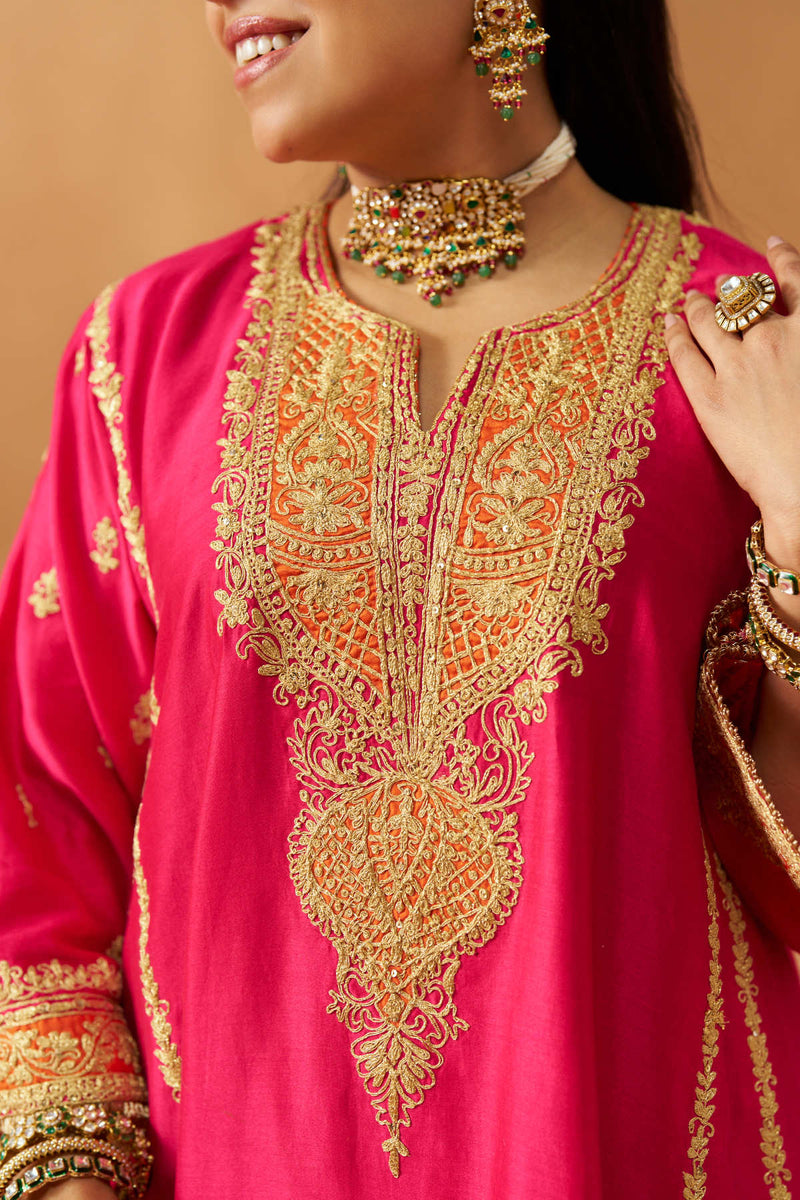 Maahgul Hotpink Kalidaar Chauga with Salwar with Dupatta