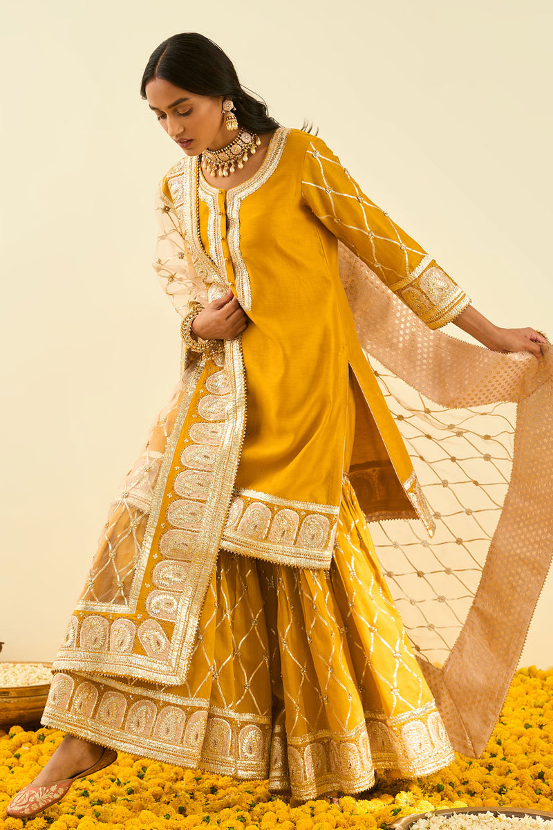 Shabina-Short kurta with garara and dupatta