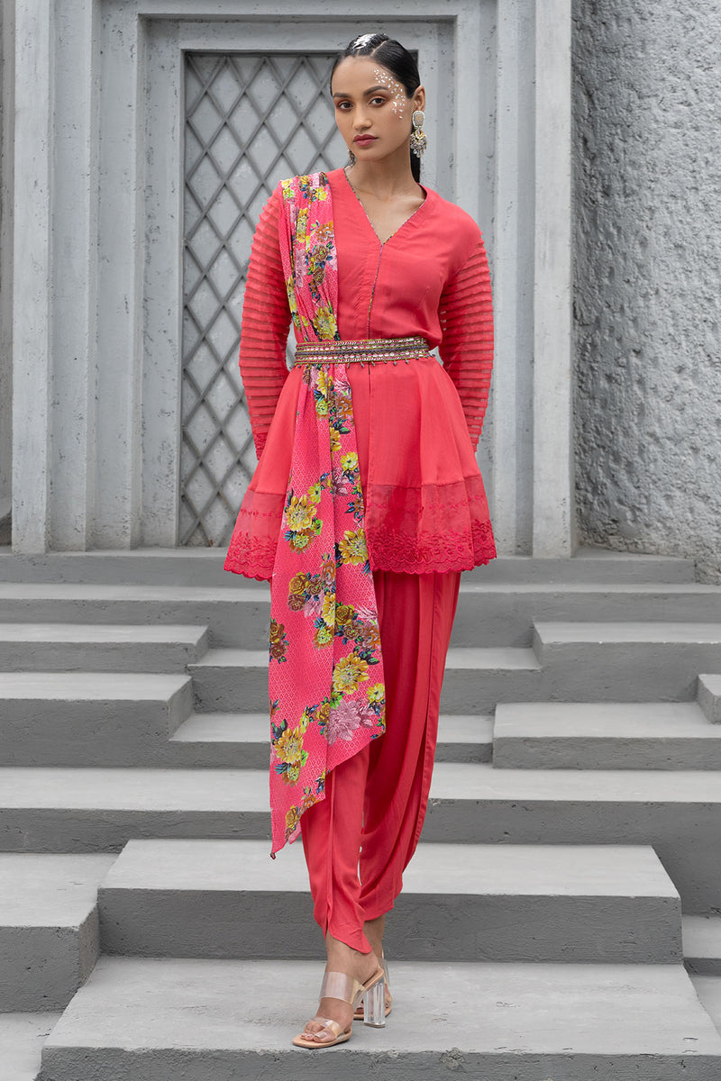 Raspberry Tunic with Dhoti Pants