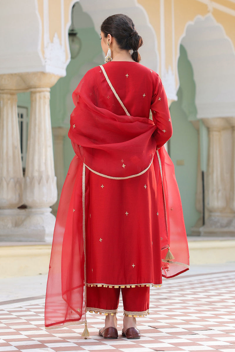 PAKEEZAH ZARDOSI PATTI BUTA JODA MAROON