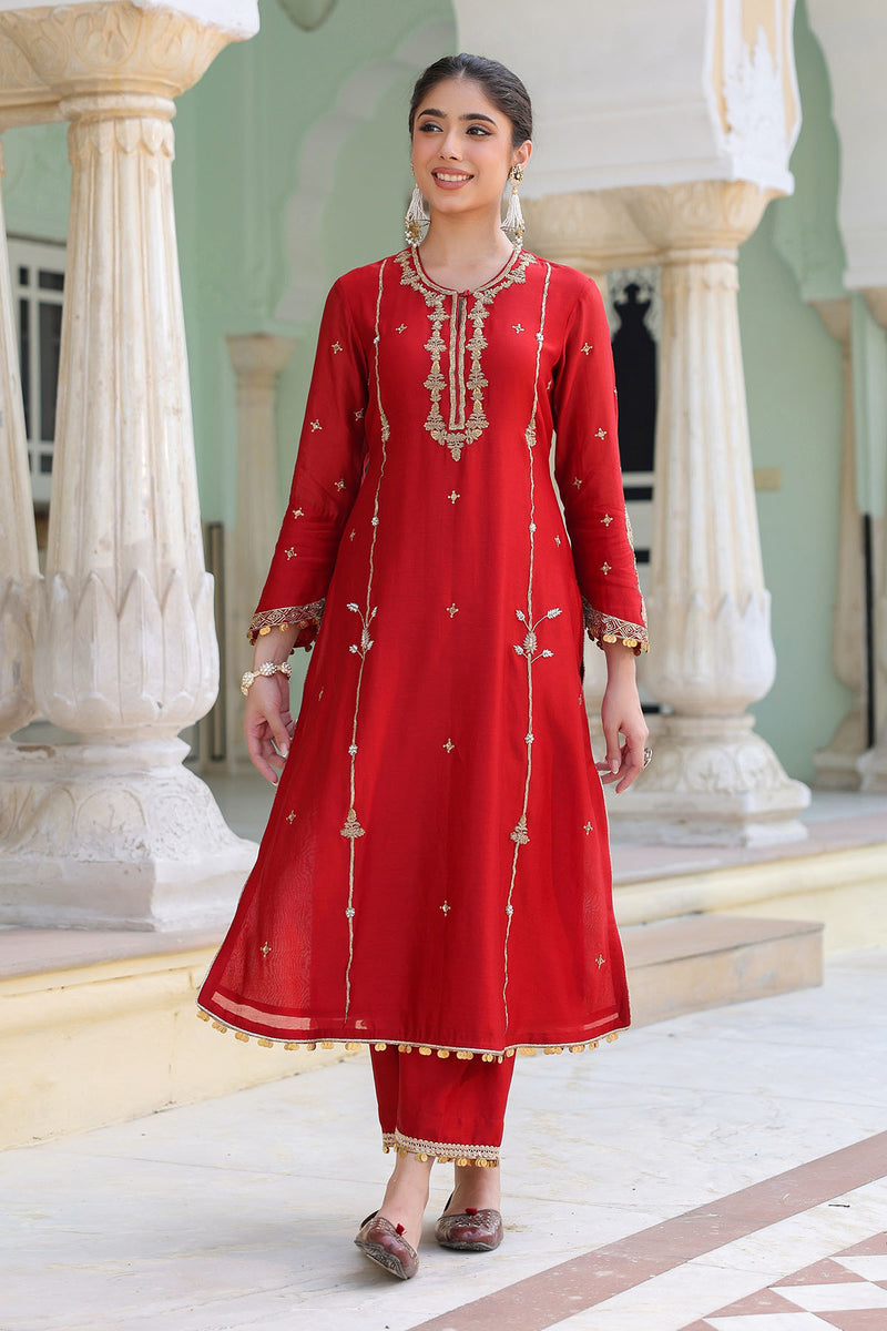 PAKEEZAH ZARDOSI PATTI BUTA JODA MAROON