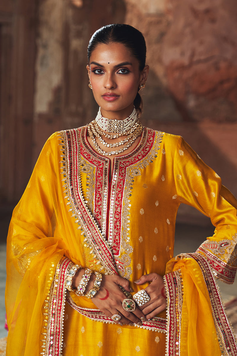 SOBIA - MUSTARD LONG KURTA WITH PALAZZO AND DUPATTA