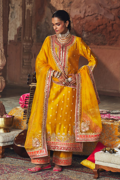 SOBIA - MUSTARD LONG KURTA WITH PALAZZO AND DUPATTA