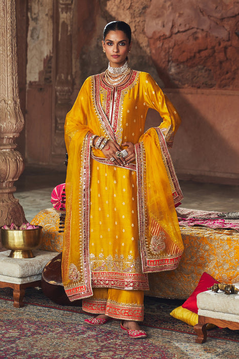 SOBIA - MUSTARD LONG KURTA WITH PALAZZO AND DUPATTA