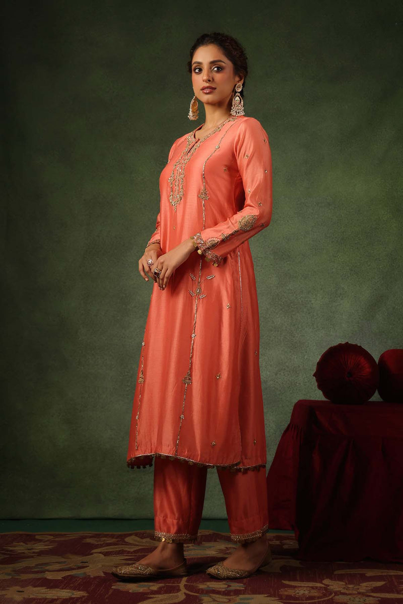 PAKEEZAH ZARDOSI PATTI BUTA JODA NARANGI