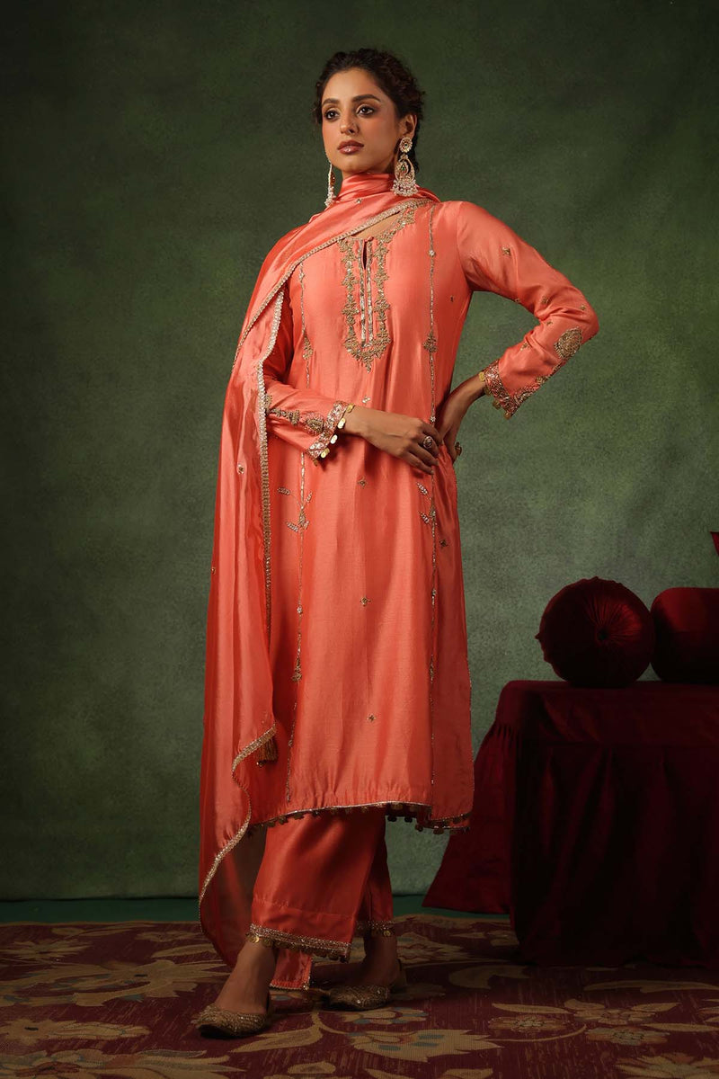 PAKEEZAH ZARDOSI PATTI BUTA JODA NARANGI