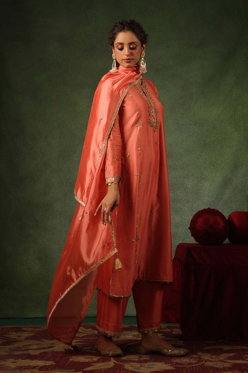 PAKEEZAH ZARDOSI PATTI BUTA JODA NARANGI