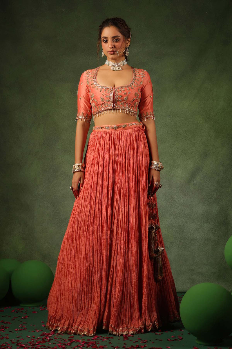 PAKEEZAH ZARDOSI AMBI BUTA LEHENGA NARANGI