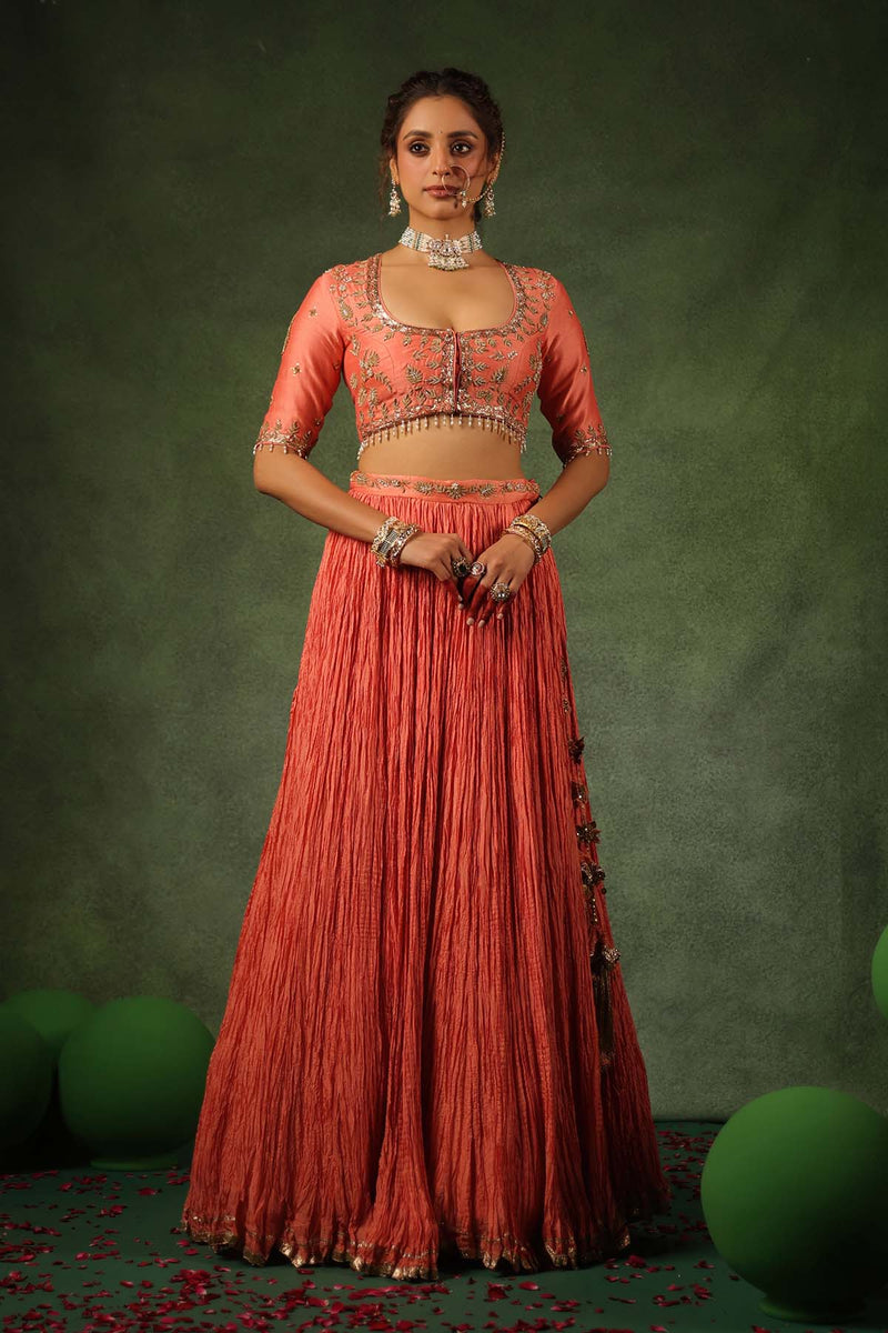 PAKEEZAH ZARDOSI AMBI BUTA LEHENGA NARANGI