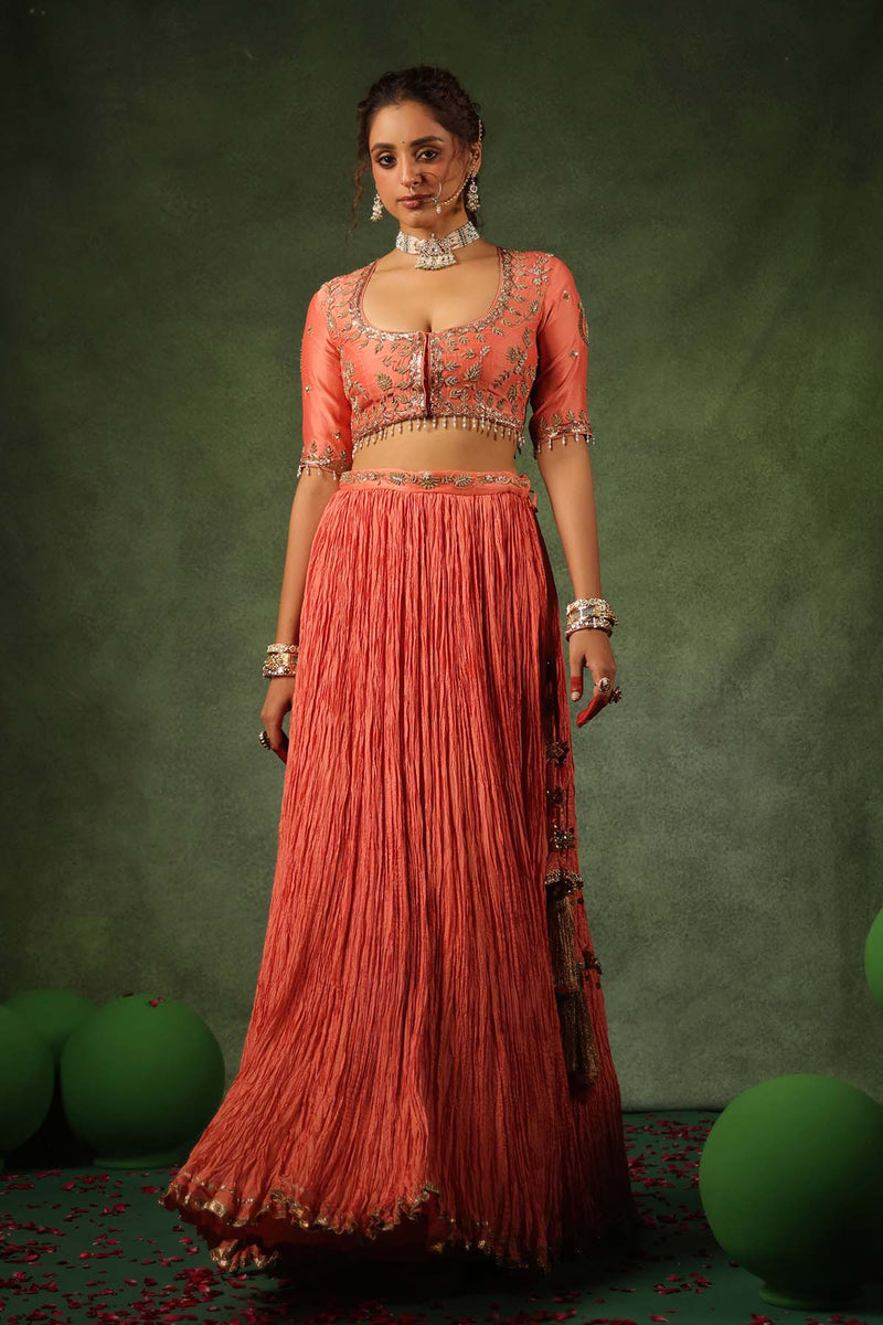 PAKEEZAH ZARDOSI AMBI BUTA LEHENGA NARANGI