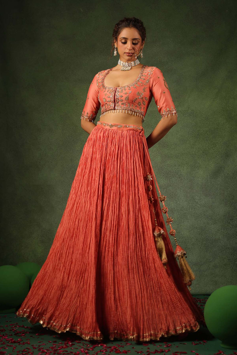 PAKEEZAH ZARDOSI AMBI BUTA LEHENGA NARANGI
