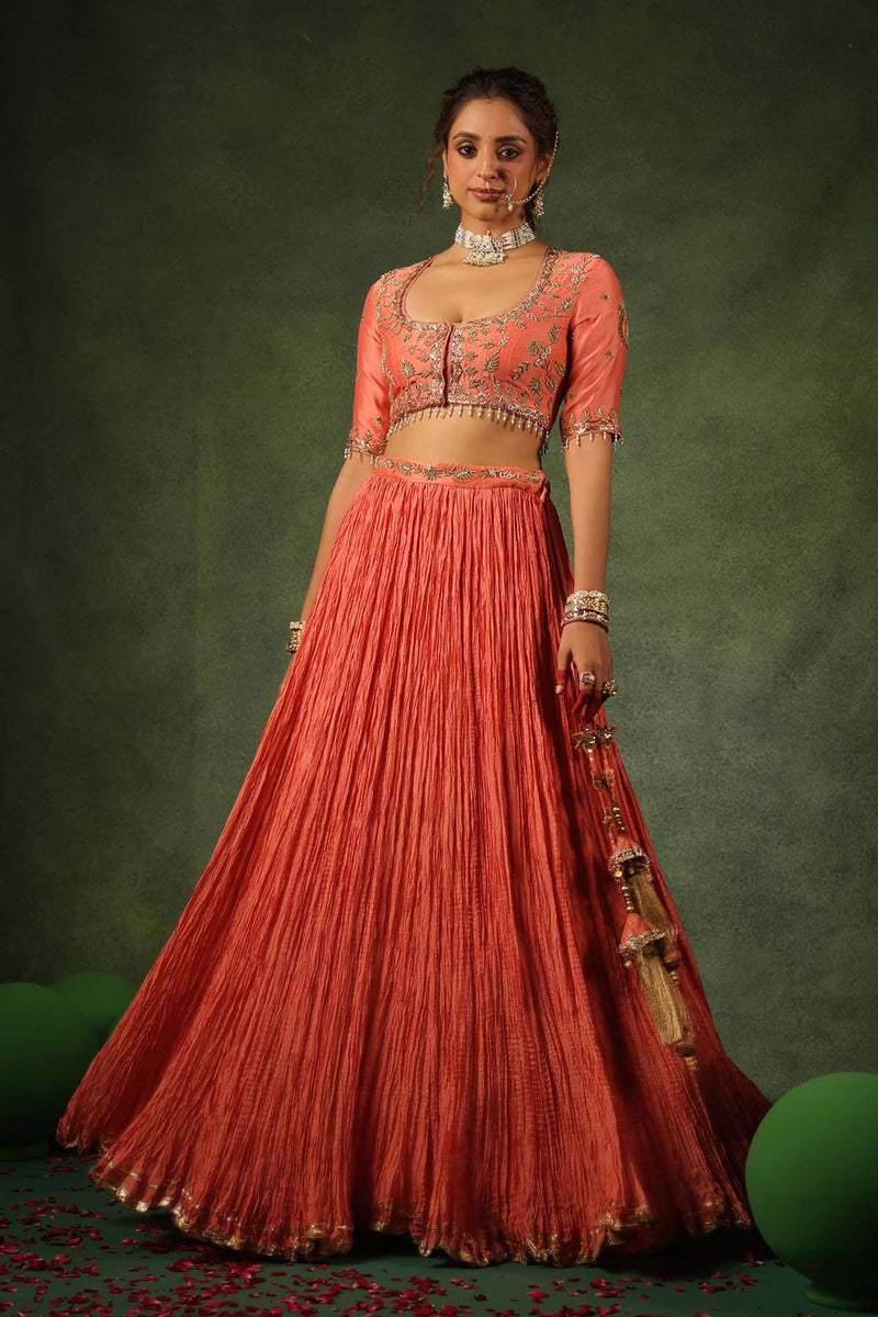 PAKEEZAH ZARDOSI AMBI BUTA LEHENGA NARANGI