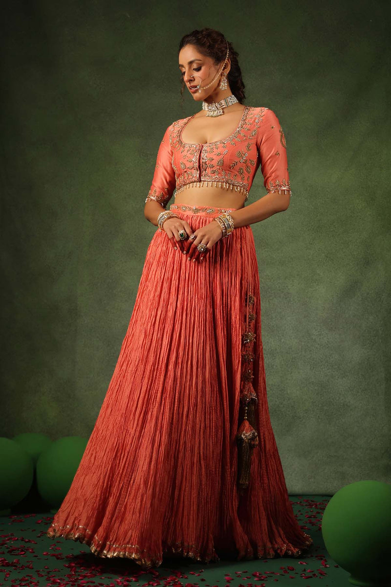 PAKEEZAH ZARDOSI AMBI BUTA LEHENGA NARANGI