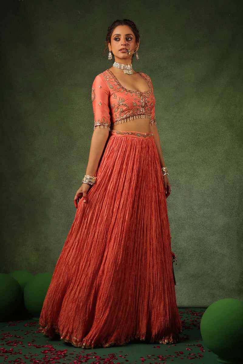 PAKEEZAH ZARDOSI AMBI BUTA LEHENGA NARANGI