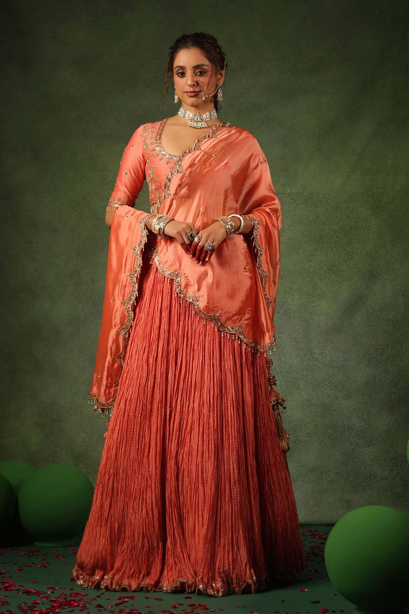 PAKEEZAH ZARDOSI AMBI BUTA LEHENGA NARANGI