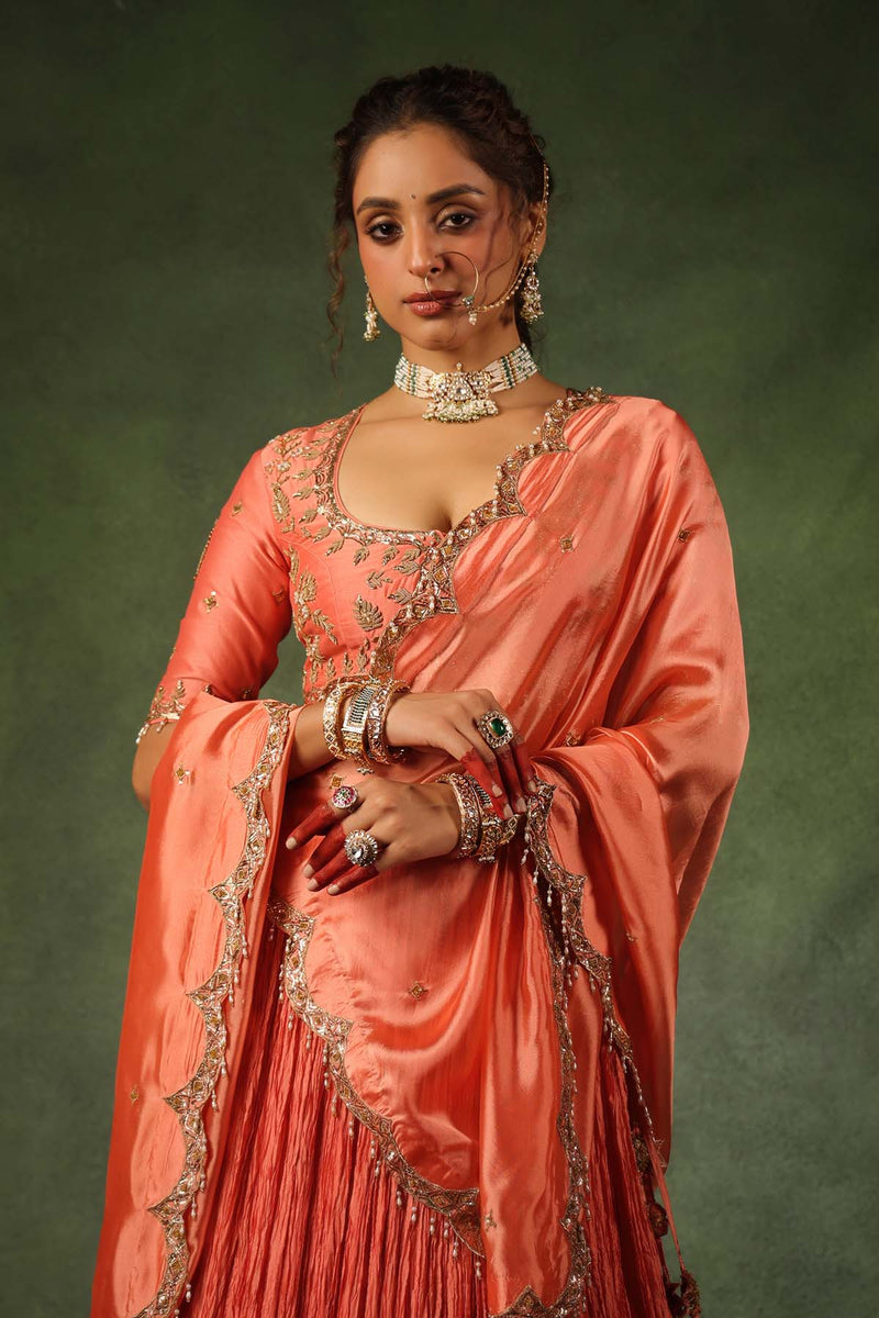 PAKEEZAH ZARDOSI AMBI BUTA LEHENGA NARANGI