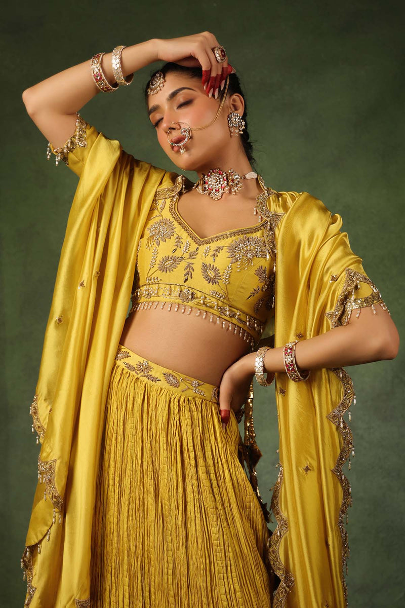 PAKEEZAH ZARDOSI PHOOL BUTA LEHENGA SUNEHRA