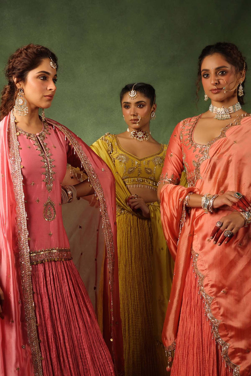 PAKEEZAH ZARDOSI PHOOL BUTA LEHENGA SUNEHRA