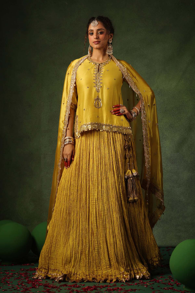 PAKEEZAH ZARDOSI AMBI KURTA LEHENGA SUNEHRA