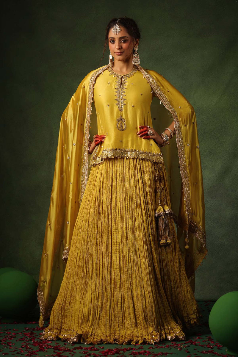 PAKEEZAH ZARDOSI AMBI KURTA LEHENGA SUNEHRA