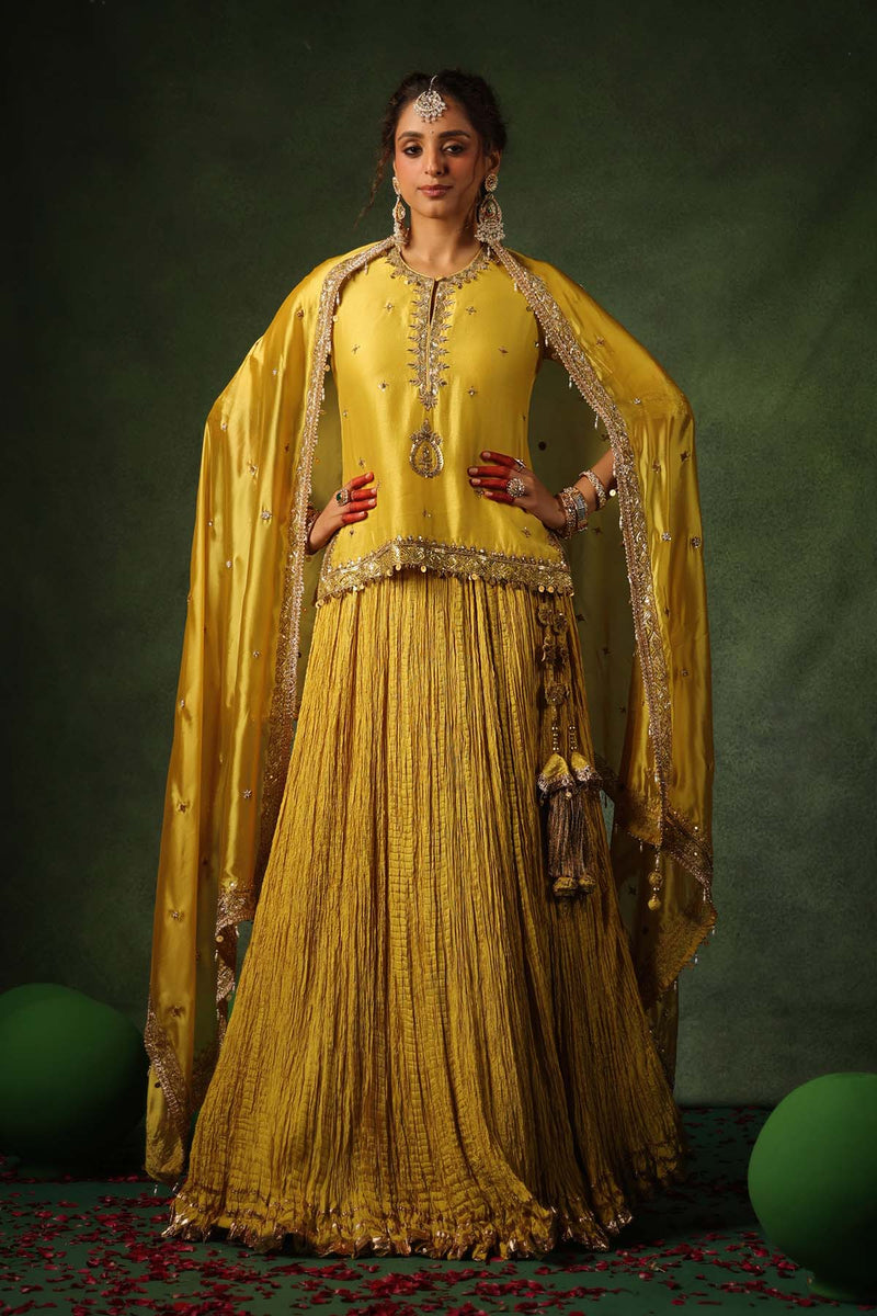 PAKEEZAH ZARDOSI AMBI KURTA LEHENGA SUNEHRA