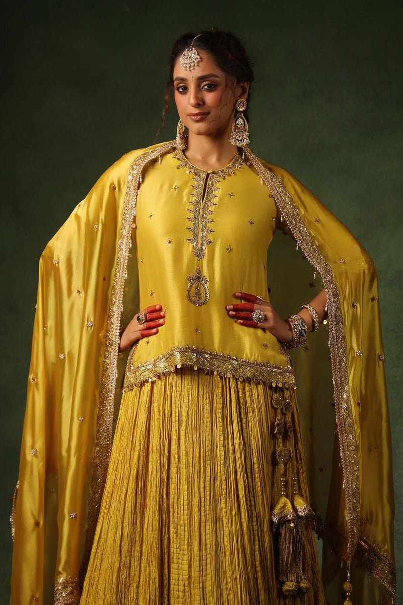 PAKEEZAH ZARDOSI AMBI KURTA LEHENGA SUNEHRA