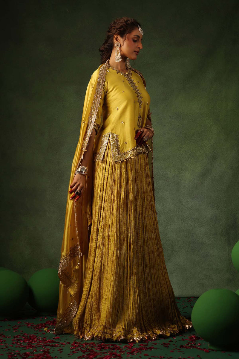 PAKEEZAH ZARDOSI AMBI KURTA LEHENGA SUNEHRA