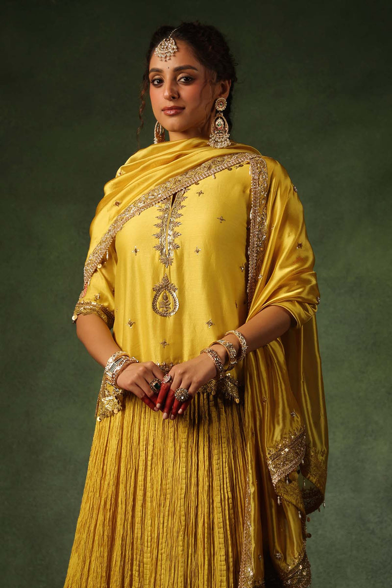 PAKEEZAH ZARDOSI AMBI KURTA LEHENGA SUNEHRA