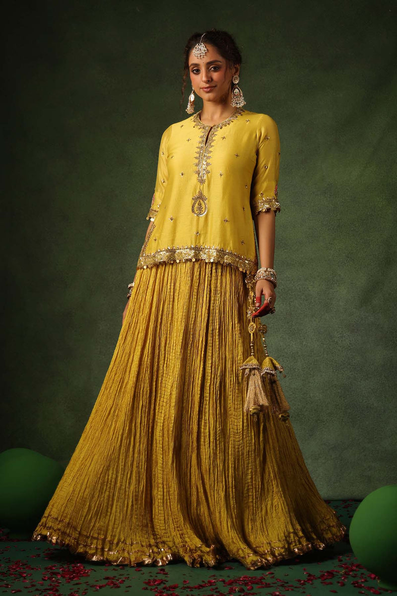 PAKEEZAH ZARDOSI AMBI KURTA LEHENGA SUNEHRA