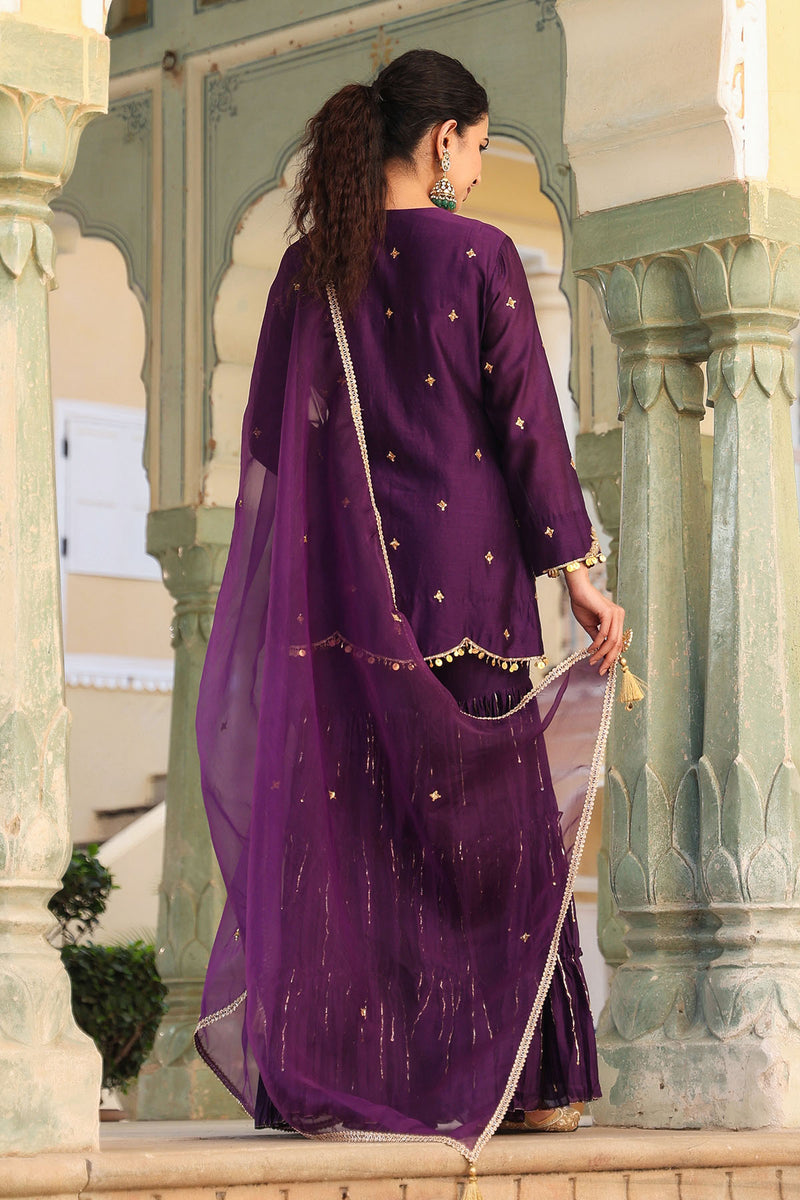 PAKEEZAH GHARARA JODA ORGANZA DUPATTA PURPLE