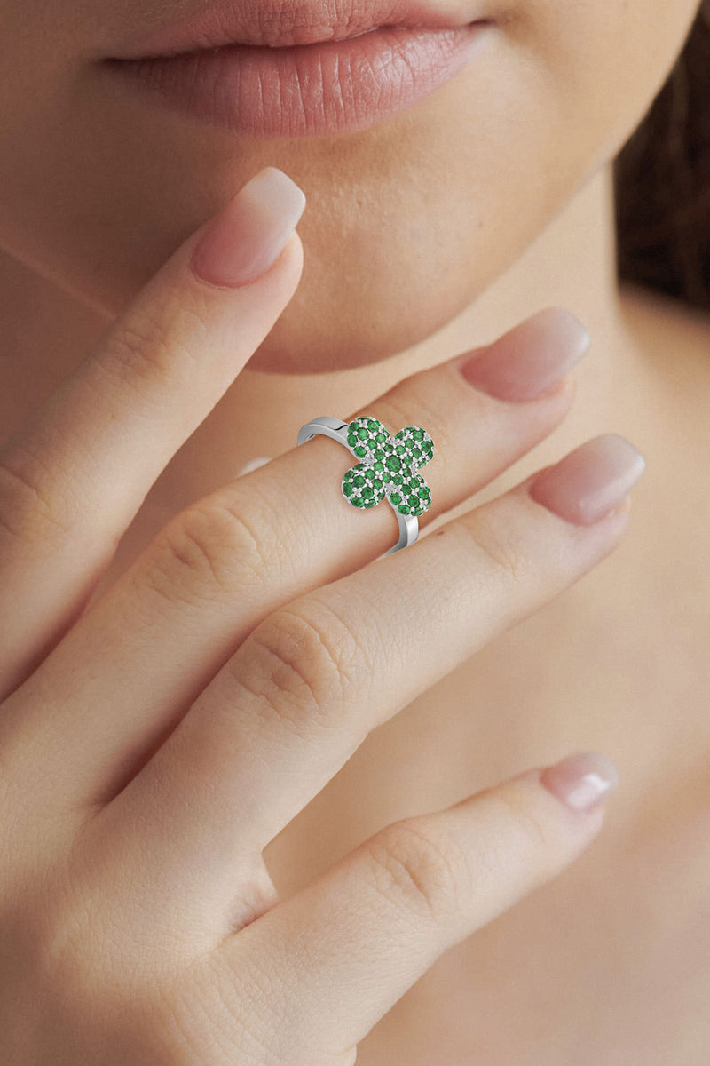 Bella Midi ring in green crystals