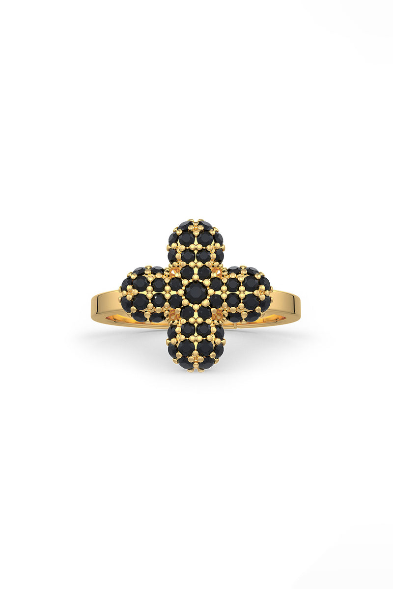 Bella Midi ring in black crystals