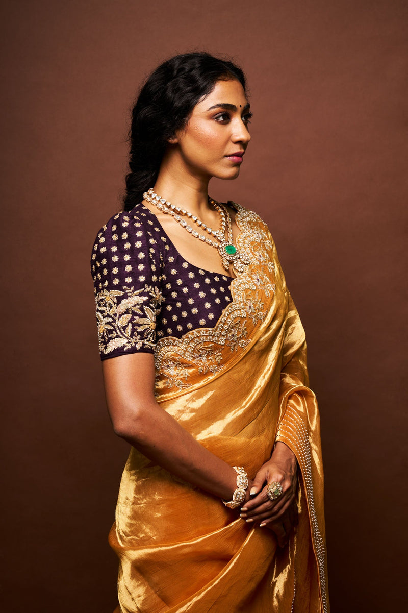 Umika raw silk blouse - Sunset yellow