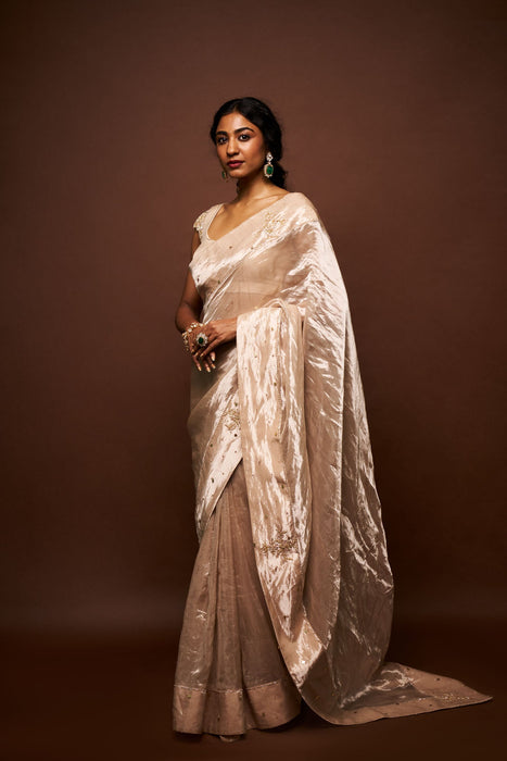 Elara tissue saree- Oyester Beige